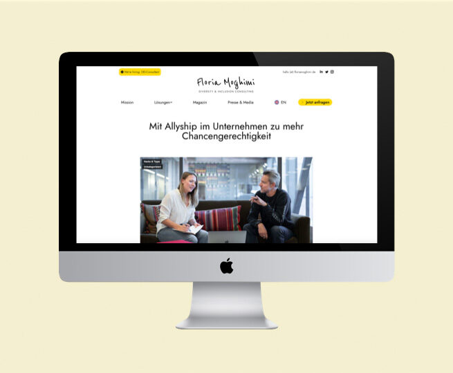 Zu sehen ist ein Screen mit der Website von Floria Moghimi.